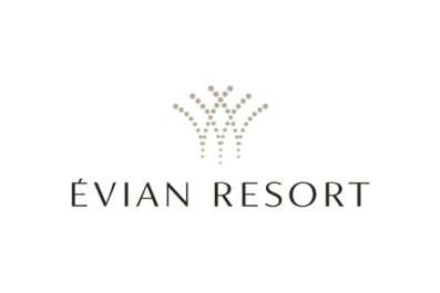 Logo d’Évian Resort, complexe hôtelier de luxe situé à Évian-les-Bains, promu par Force Promotion à travers des campagnes d’affichage ciblant une clientèle premium à Genève