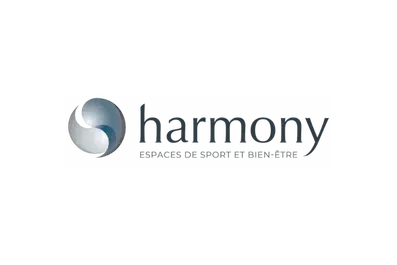 Logo de Harmony Fitness, réseau de fitness diffusé sur les supports OOH et DOOH de Force Promotion à Genève et en Suisse romande