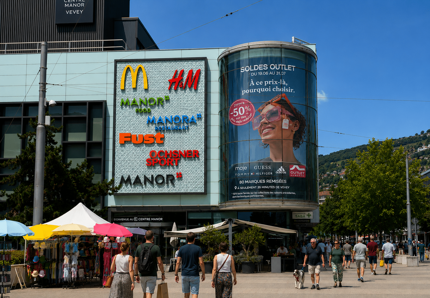 Megascreen, écran publicitaire géant à Vevey