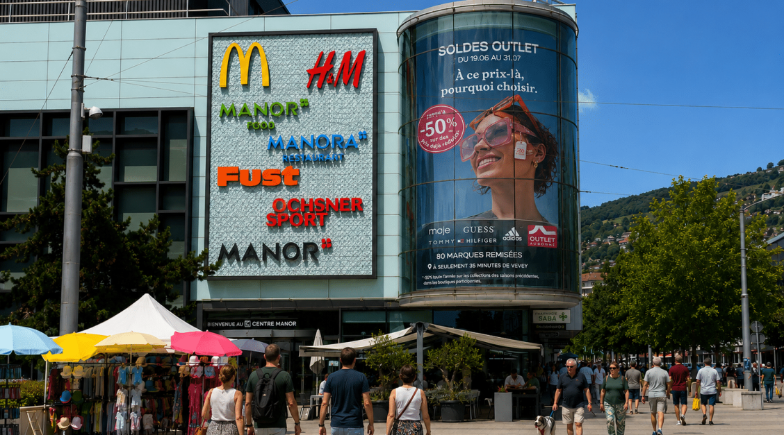 Megascreen, écran publicitaire géant à Vevey