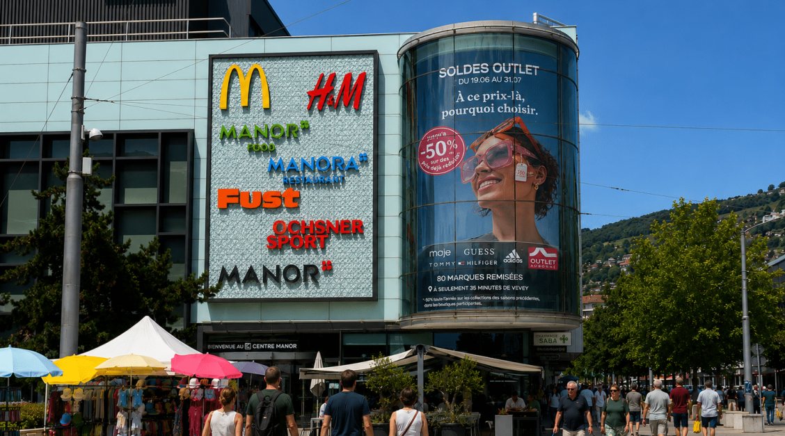 Megascreen, écran publicitaire géant à Vevey